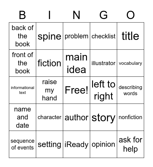 What Is...... Bingo Card