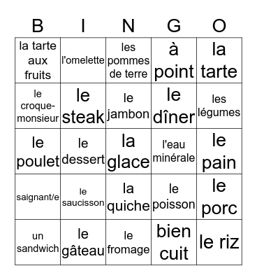 Fr 1 - Ch 6   Voc  2  Bingo Card