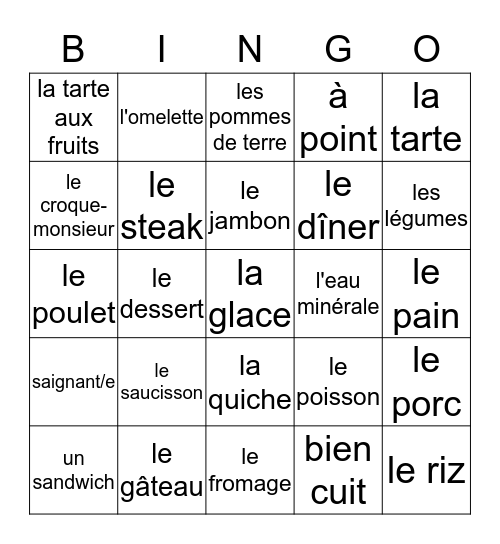 Fr 1 - Ch 6   Voc  2  Bingo Card