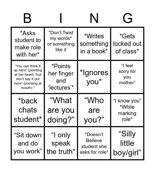 BINGO WITH MS BELL Bingo Card