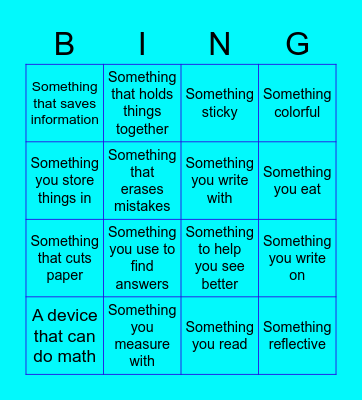 Virtual School Bingo Card