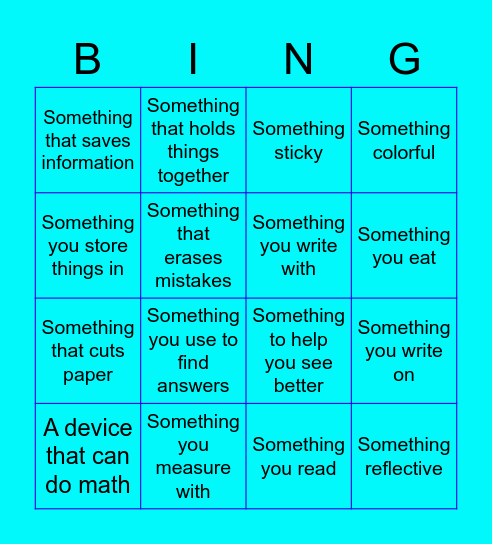 Virtual School Bingo Card