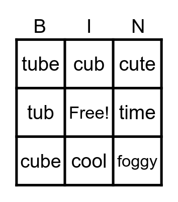 Phonics Bingo Card