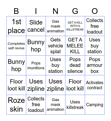WARZONE BINGO Card