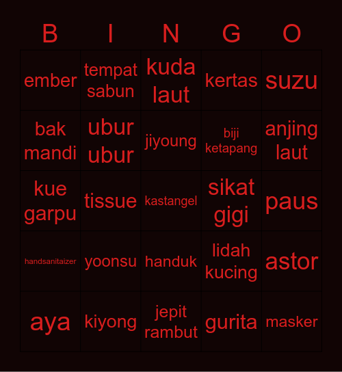 BINGO ROSE Bingo Card
