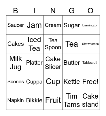 Afternoon Tea Bingo! Bingo Card