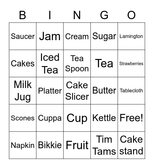 Afternoon Tea Bingo! Bingo Card