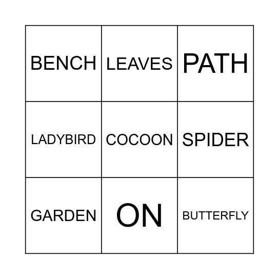 GARDEN Bingo Card