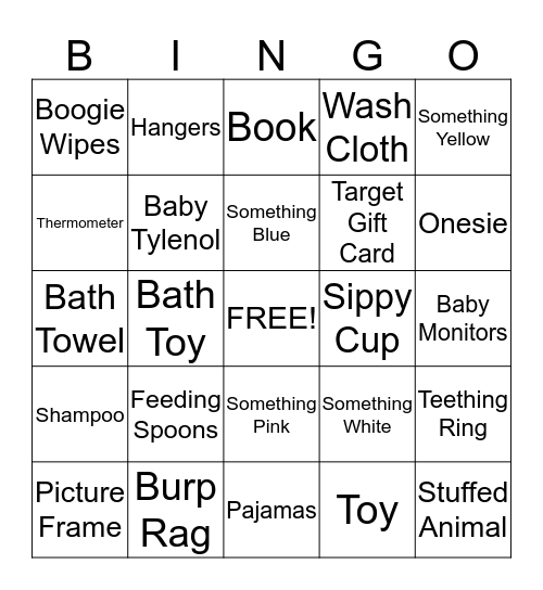 Baby Bingo Card