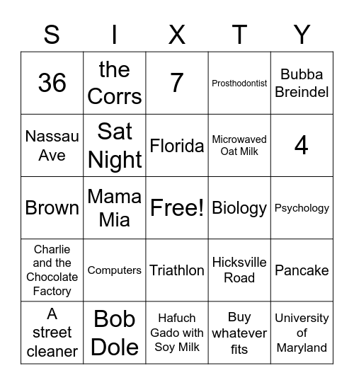 POOLSIDE BINGO Card