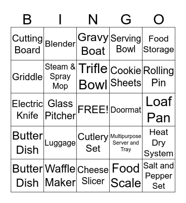 Bridal Shower Bingo Card
