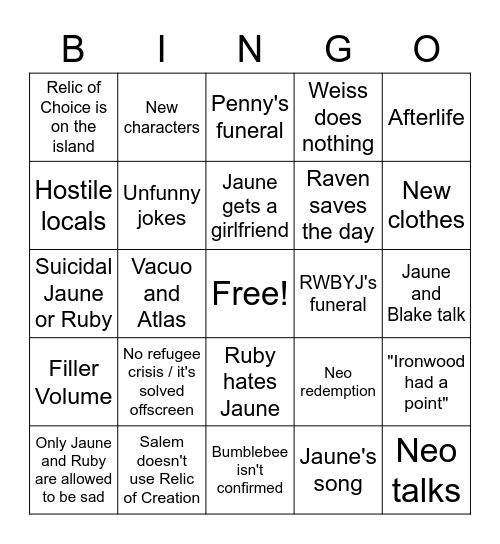 VOLUME 9 BINGO Card