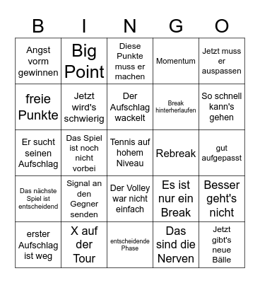 French Open Bingo Card