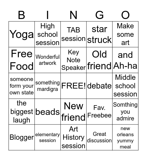 NAEA Conference 2015 Bingo Card