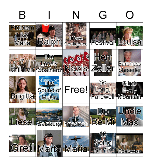 Sound of Music Bingo Card