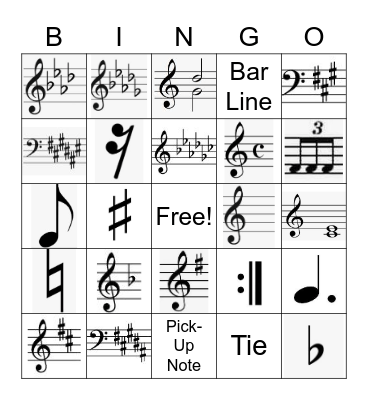 Theory Review Bingo Card