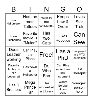 H & M Wedding Bingo Card