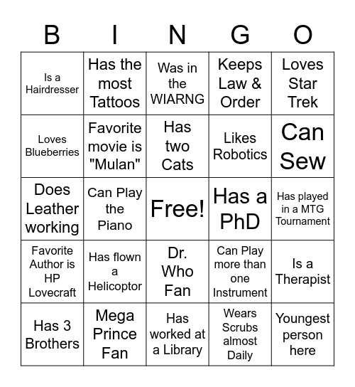 H & M Wedding Bingo Card