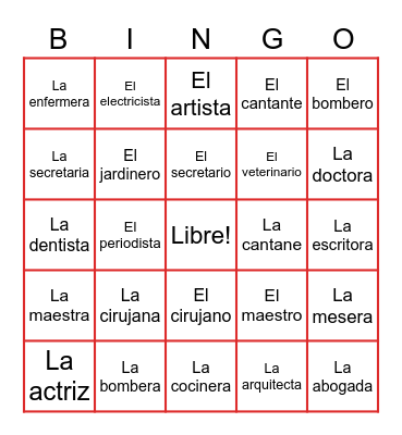 Trabajadores Comunidades Bingo Card
