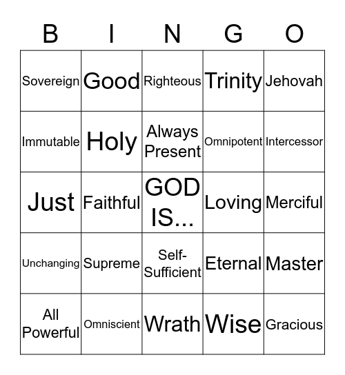 Attributes of GOD! Bingo Card