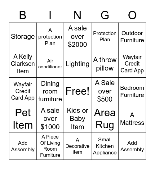 Nesting Bingo Card
