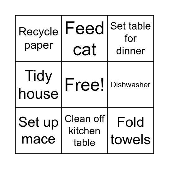 This afternoon Bingo Card