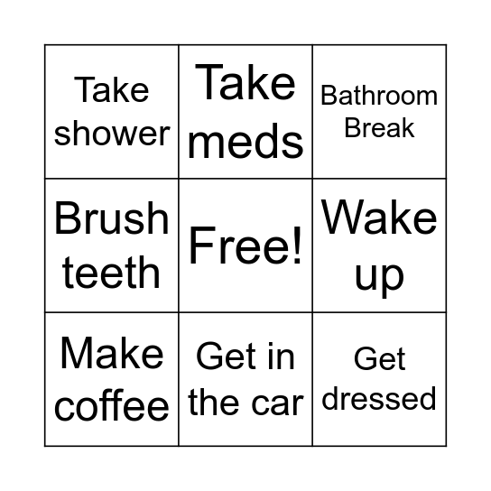 Morning routine Bingo Card