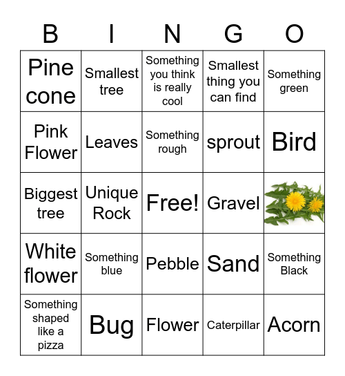 Scavenger Hunt Bingo Card