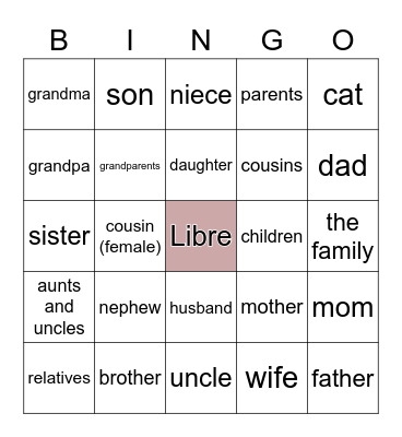 Family Bingo Card