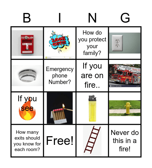 Fire Safety for LESCON Kindergarten! Bingo Card