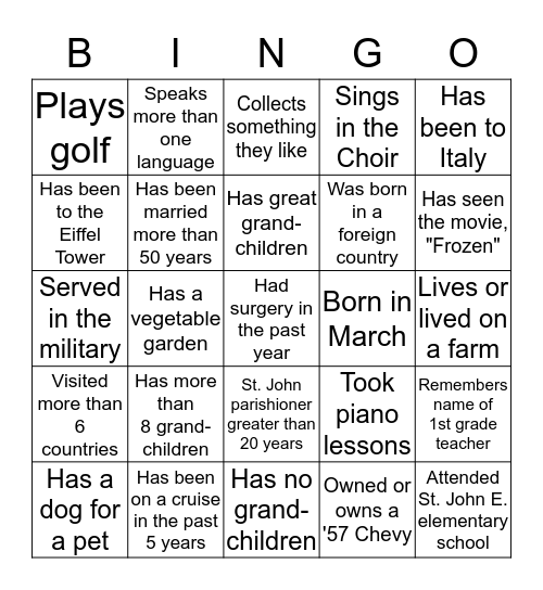 SAINT JOHN THE EVANGELIST Bingo Card