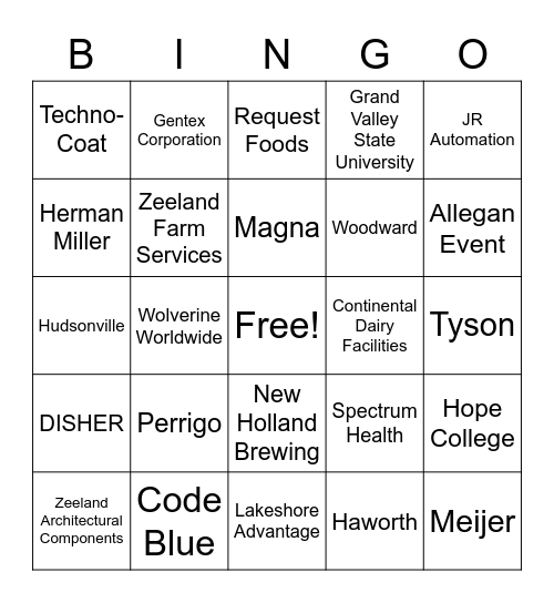 West Michigan Business Bingo Card