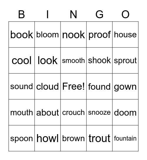 -oo,ou, Bingo Card