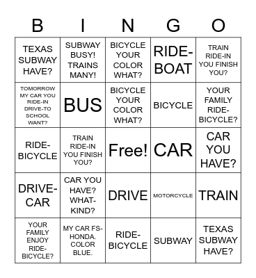 Practice priace Bingo Card