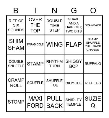 TAP DANCE Bingo Card