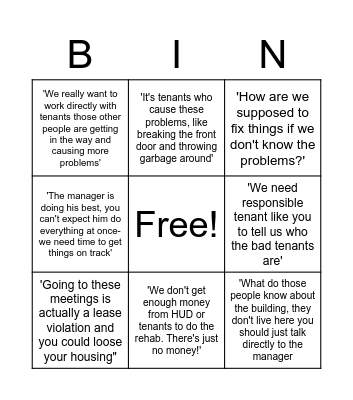 What you manager/owner will say to you? Bingo Card