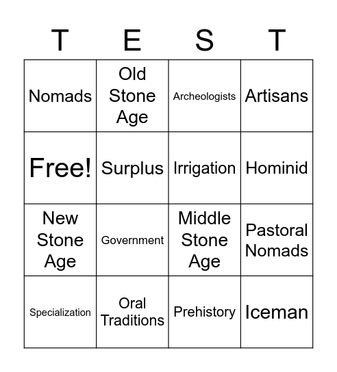 Chapter 1 Test Review Bingo Card