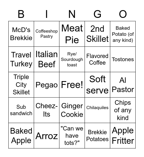 Potato Pilgrimage Bingo Card