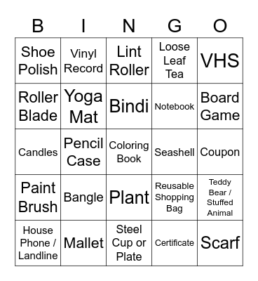 Scavenger Hunt Bingo Card