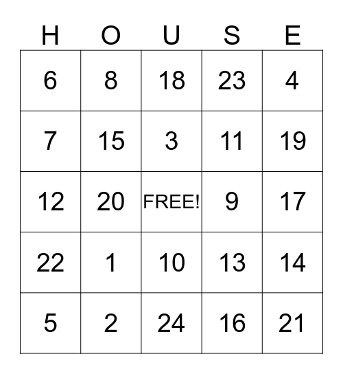 HOUSE WARMING BINGO Card