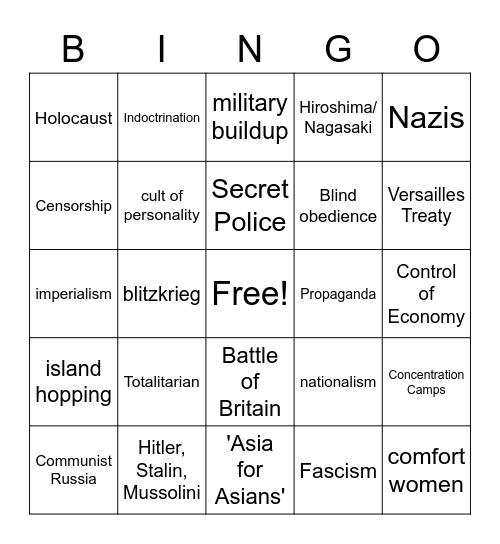 World War II Bingo Card