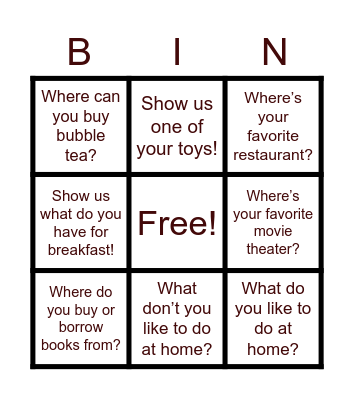 FM8 U4 Bingo Card