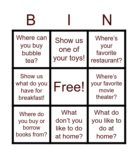 FM8 U4 Bingo Card