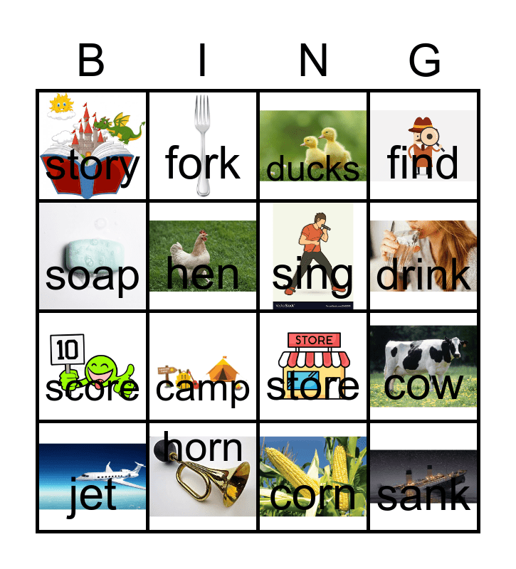 spelling words bingo Card