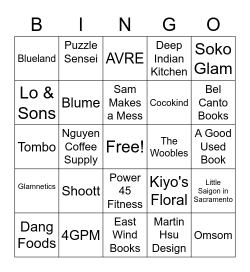 AAPI Business Bingo Card