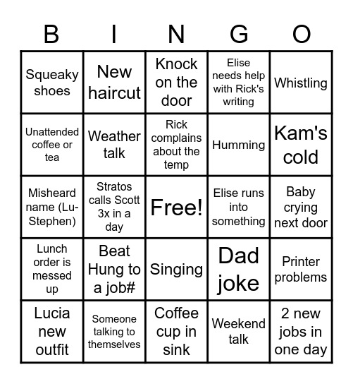 Sitescapes Bingo Card