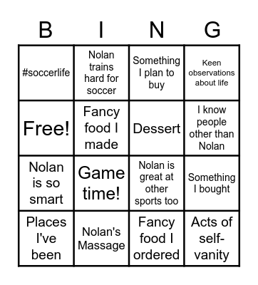 Instagram Bingo Card