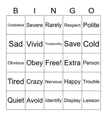 Context Clues Bingo Card