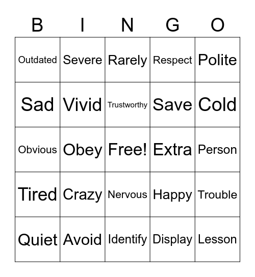 Context Clues Bingo Card