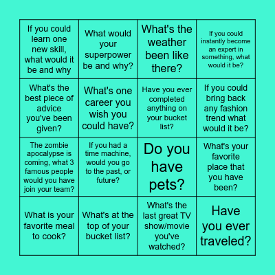 Ice Breaker Questions Bingo Card